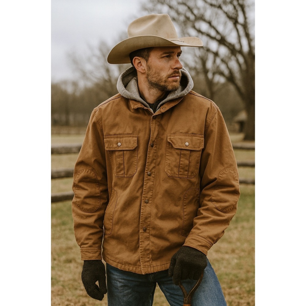 Dickies Men's Hooded Insulated Work Jacket 3XL (54–56)‎ Brown Canvas Quilt Lined